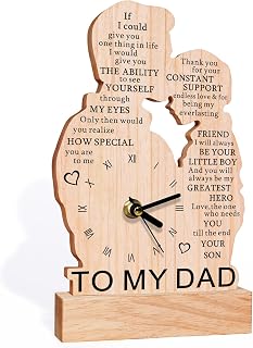 Gifts for Dad from Son, Wooden Clock Gifts for Dads, Birthday Gift for Dad, Cool Fathers Day Thanksgiving for Father Papa Daddy Stepdad, Meaningful Keepsake DIY Clock