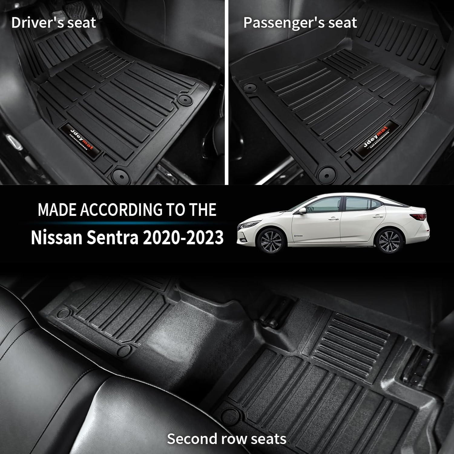 Custom Fit Floor Mat Compatible for Nissan Sentra 2020-2025 2026 TPE Rubber All-Weather 2 Rows Floor Mats and Cargo Trunk Liner Full Set (for 2020-2026 Nissan Sentra) - Image 2