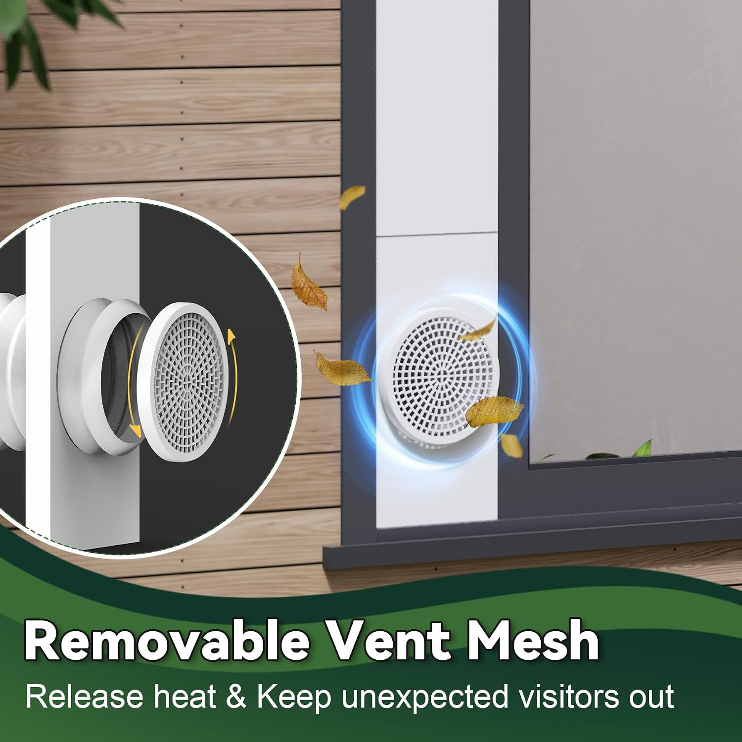 Flehomo Portable Air Conditioner Window Vent Kit with Insulation Foam Panels, Adjustable AC Window Seal Kit with Plastic Guard Fits 5" Diameter Exhaust Hose, Heat Insulation & Noise Reduction