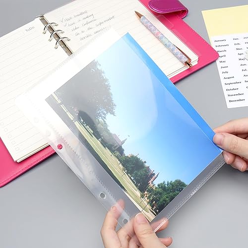 Miniatura 2 de NatSumeBasics 12 divisores de bolsillo para carpeta A5 con pestañas sin cierre de cremallera de 5 x 8 pulgadas, sobres transparentes para relleno de