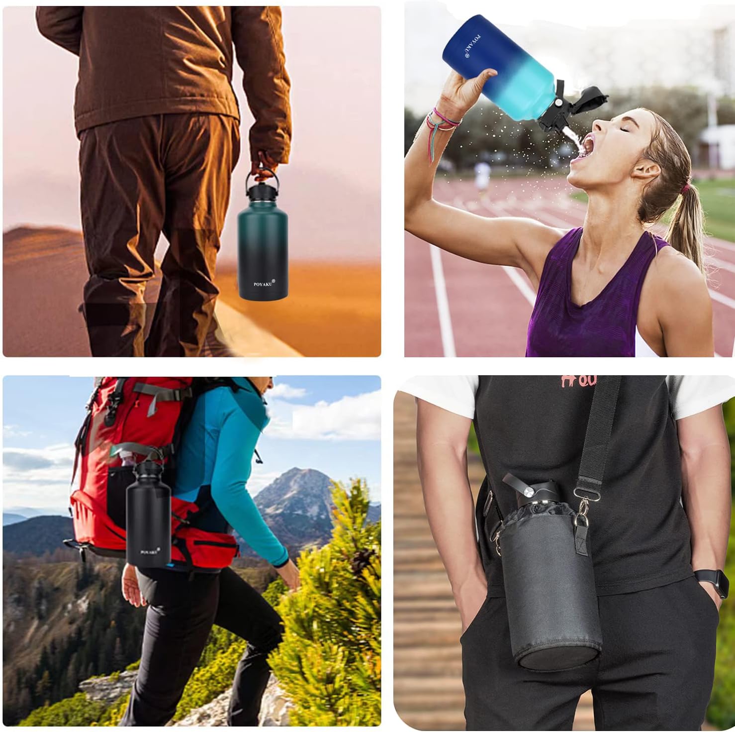 Water Bottle Insulated 32oz 40oz 64oz 128oz Straw Lid Spout Lid & 3 Lids, Leak Proof, Vacuum Insulated,Stainless Steel Water Bottle Wide Mouth for Sports, Gym or Office - Image 7