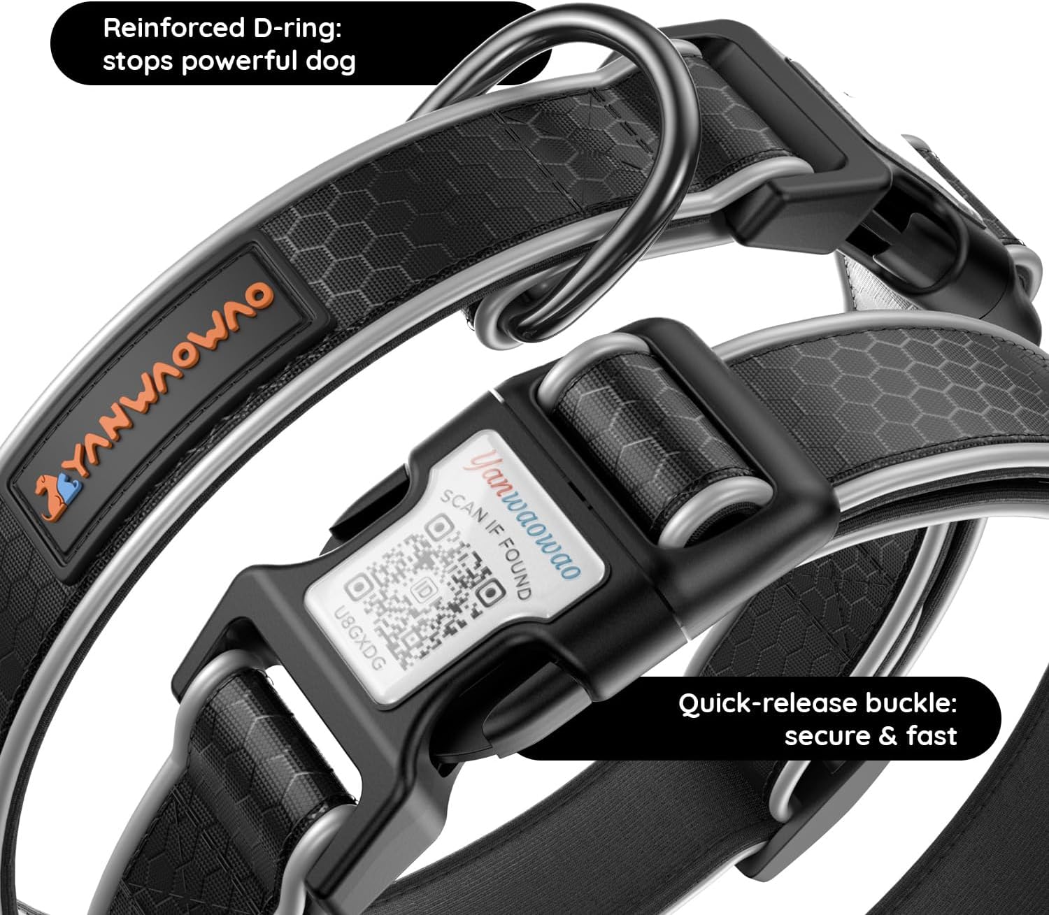 Airtag Dog Collar,Nylon Dog Collars with Airtag Holder,Waterproof Airtag Holder,Adjustable Reflective Dog Collar(Black,L)