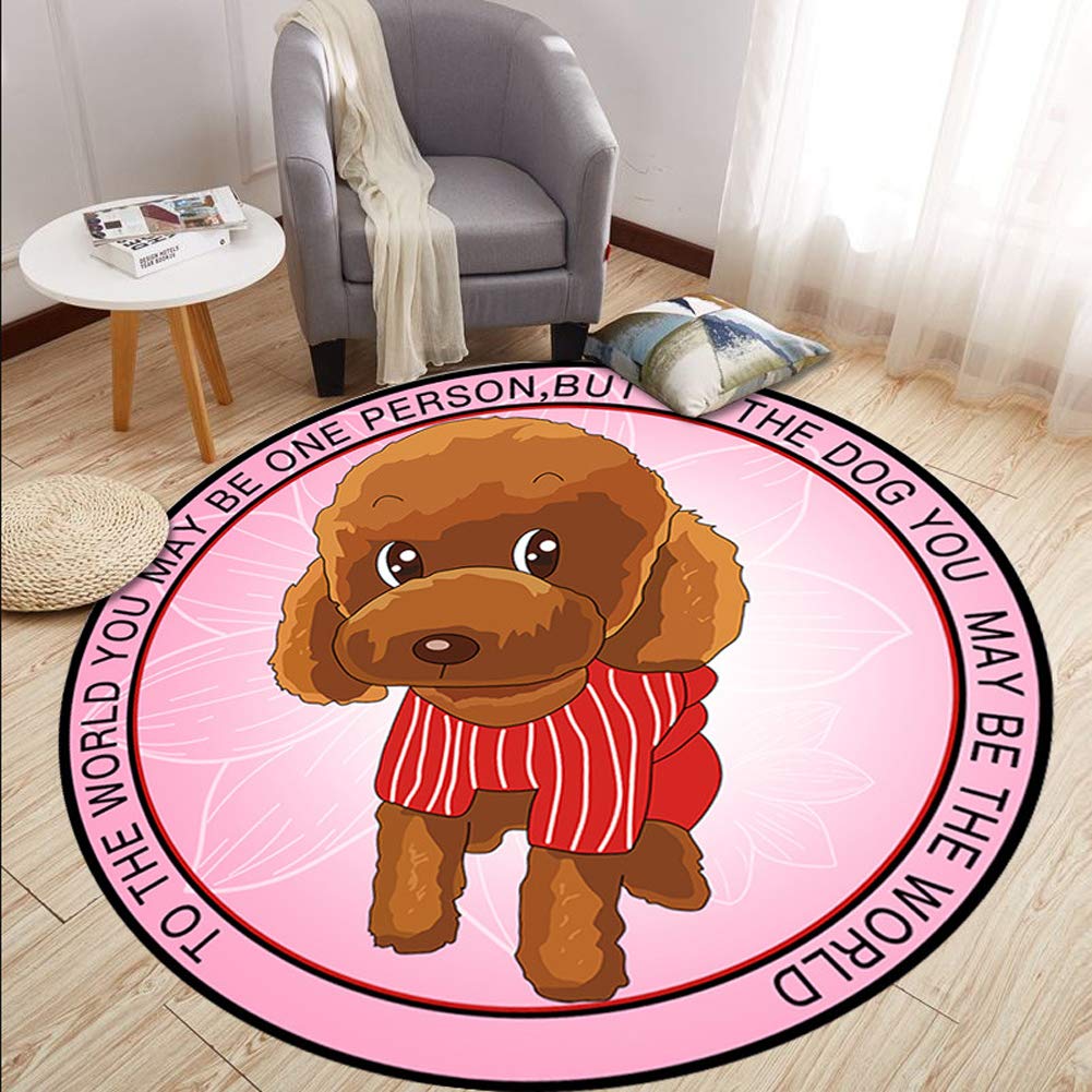 Alfombra para Habitación de Niños y Niñas,Alfombra Redonda Antideslizante de Poliéster,Alfombra Moderna de Pelo Corto Alfombrilla de Juego de Dibujos Animados Estera de Arrastre para Bebé O 200CM