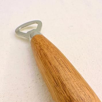 Ahşap Saplı Şişe Açacağı, Akasya Ağacı ve Paslanmaz Çelik, 15x3 cm, Ergonomik Tasarım, Bira ve İçecek Şişeleri için