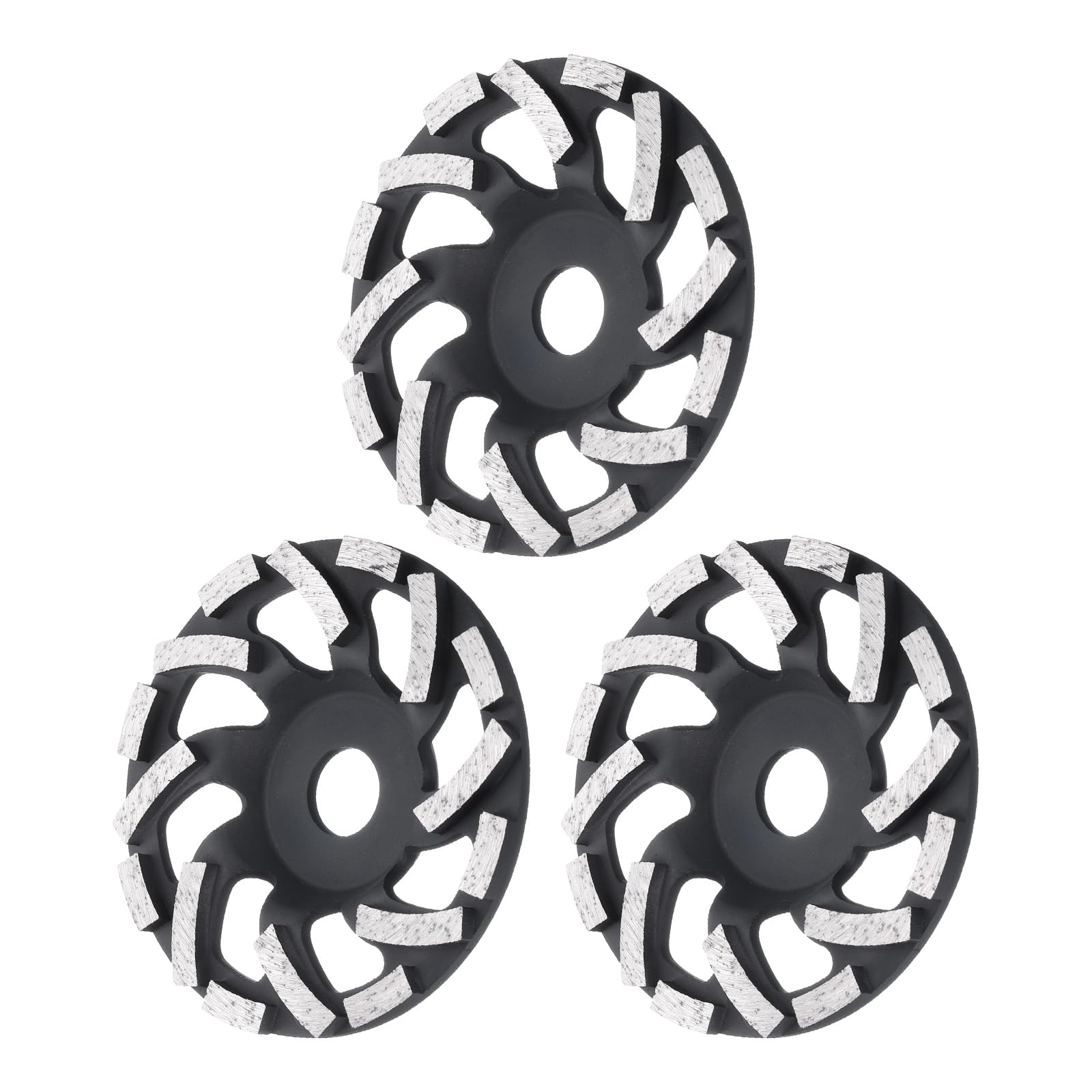 HARFINGTON 3pcs 5 Inch Concrete Grinding Wheels 7/8 Inch Arbor Grinding Cup Wheel with Diamond Segments for Paint Epoxy Coating Removal, Black