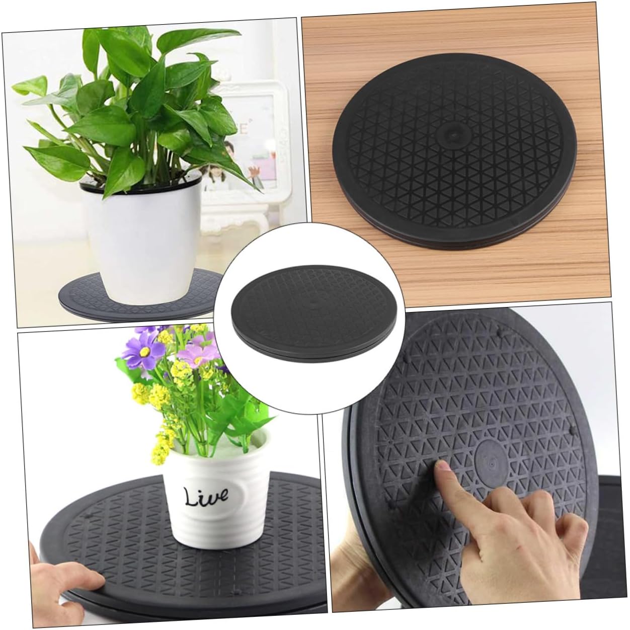 Manual Rotatable Turntable with Balls Black Lazy Susan for Screen Sharing Display and Crafting Multifunctional Swivel Stand for Spices Toiletries Plants and Artwork
