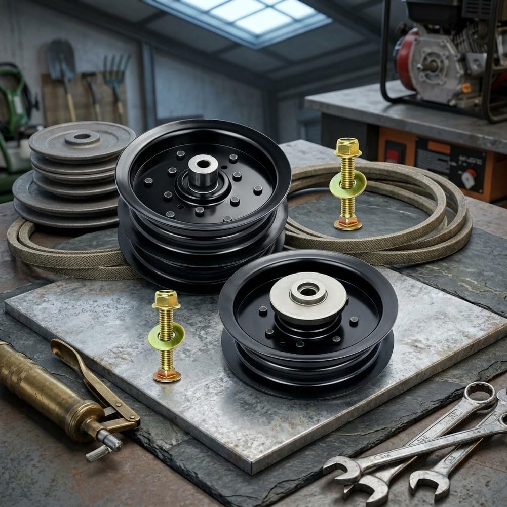 Stahl-Riemenscheibe, 2 Stück, für Craftsman Hua Aufsitzmäher, ersetzt 532196104 532196106 197380 197379 196106, kompatibel mit 42 46 48 54 Zoll Decks Ts342 Ts343 Ts348 Trac. tor Rasenpflege Ersatzteil