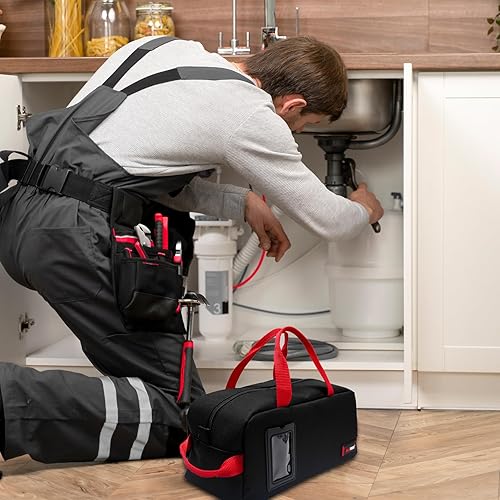 Miniatura 7 de MELOTOUGH Bolsa de herramientas de 16 pulgadas, bolsa de herramientas de lona con cremallera, resistente de 14 pulgadas, organizador de herramientas