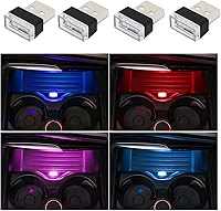 Vista 12 de 4 lámparas LED USB para el interior del automóvil, mini luz nocturna LED portátil, kit de iluminación ambiental de interfaz USB enchufable