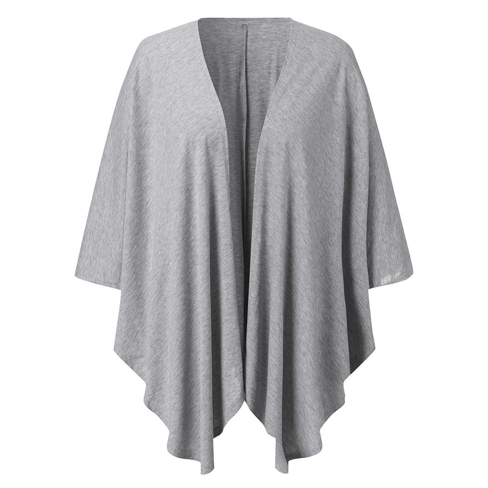 Generic Kimonos de verano para mujer, cárdigan de punto de longitud media, suelto e irregular, color liso, dobladillo