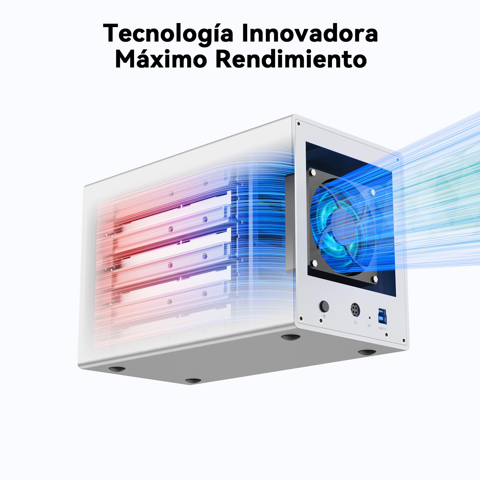 Yottamaster 5 Bahías Carcasa Discos Duros, Aluminio Esterno Hard Disk 3.5″/2.5″ SATA HDD, Ventilador silencioso 80 mm - USB3.0 a SATA3.0 6Gbps Soporta 4x22TB