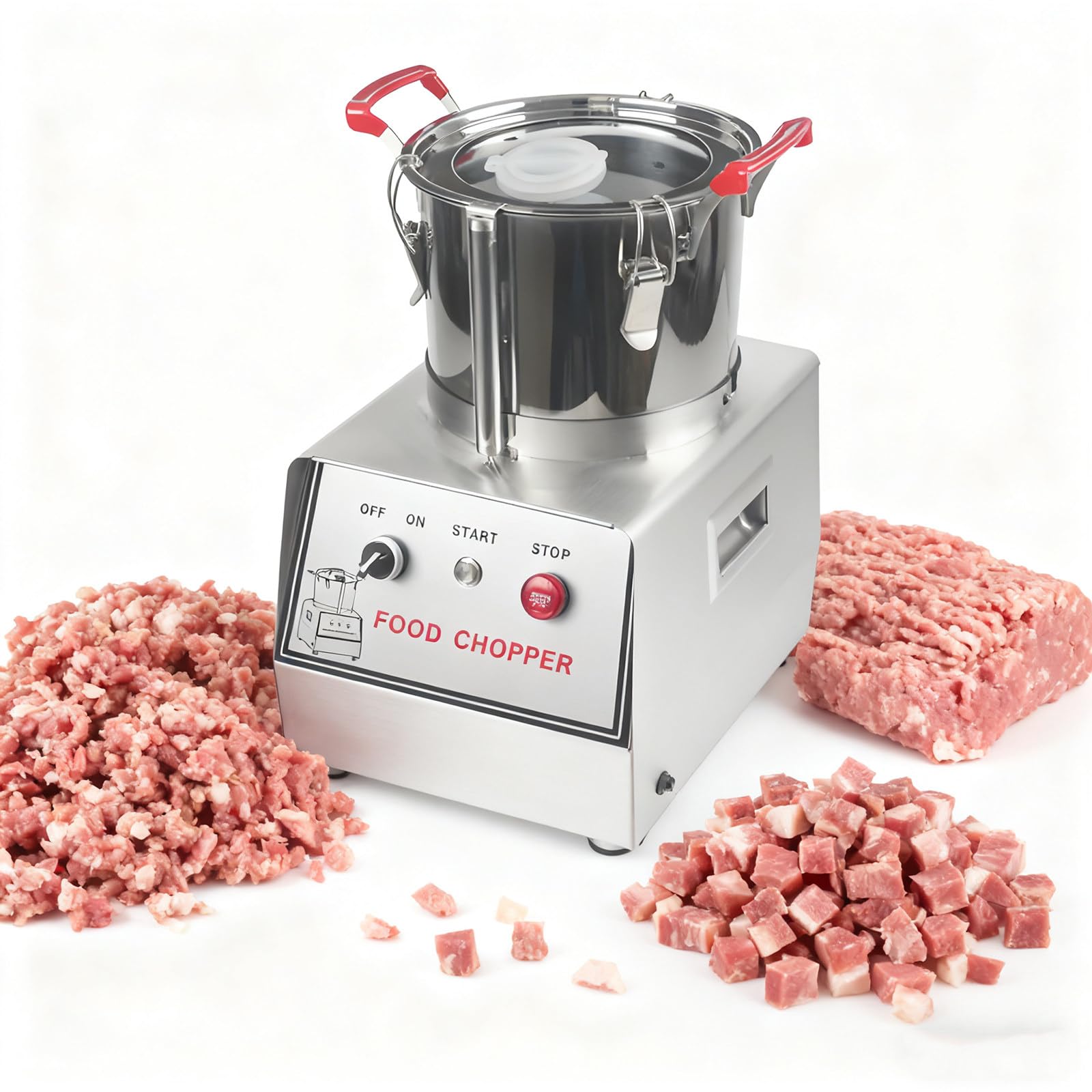 Procesador de alimentos comercial cortador eléctrico multifunción cortador de carne de verduras de acero inoxidable, capacidad de 10 L para frutas, verduras, carne, granos, jengibre, ajo