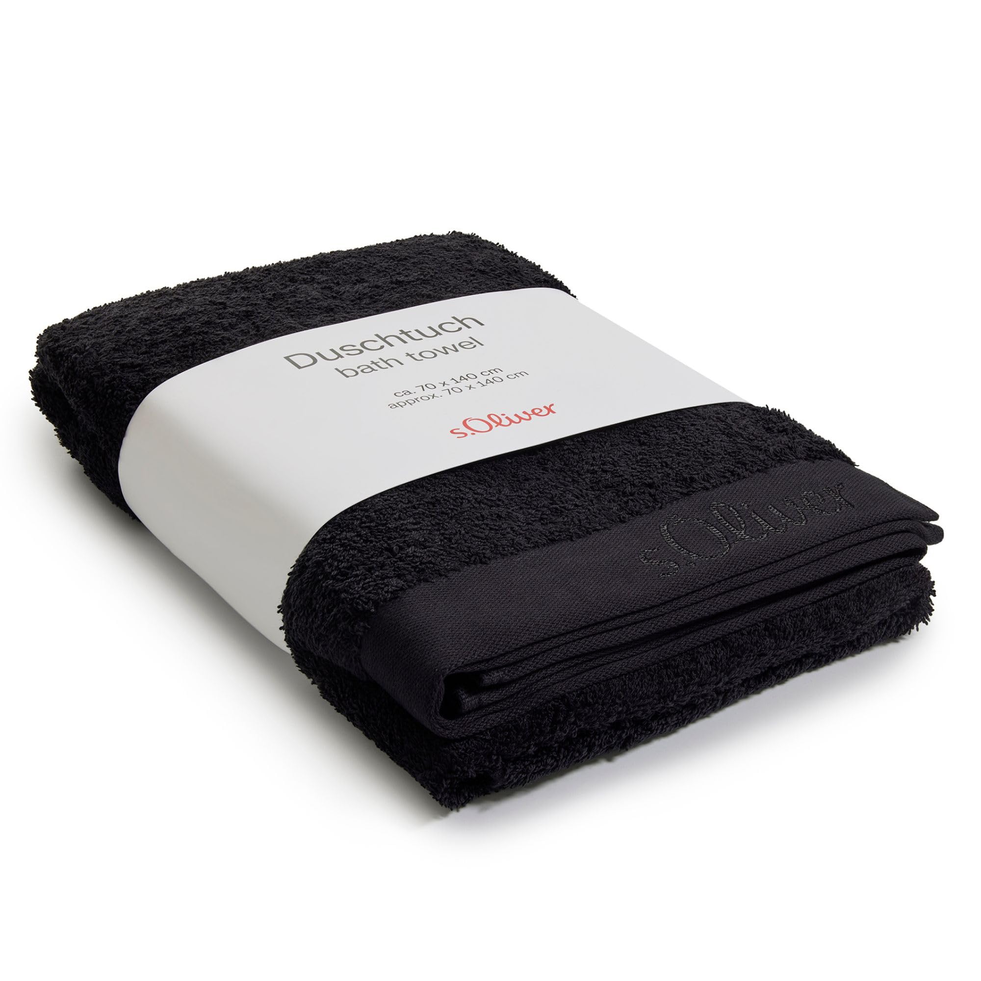 s.Oliver Bath Towel, 70 x 140 cm, 100% Cotton, 600 g/m², Soft & Absorbent, Black Towel