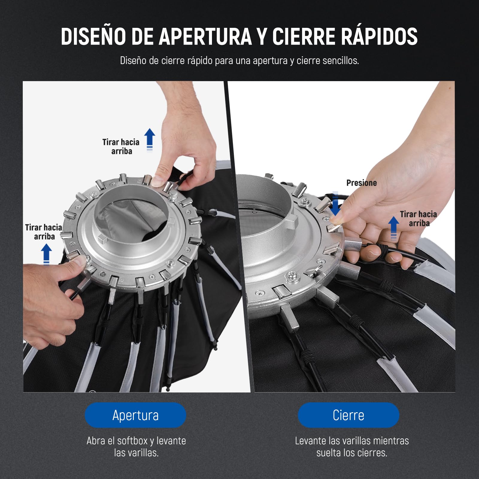 NEEWER Basics Kit Softbox parabólico, difusor de luz con Montura Bowens de liberación rápida de 55 cm, Compatible con Godox, Compatible con Aputure 600d, iluminación de Estudio fotográfico y vídeo