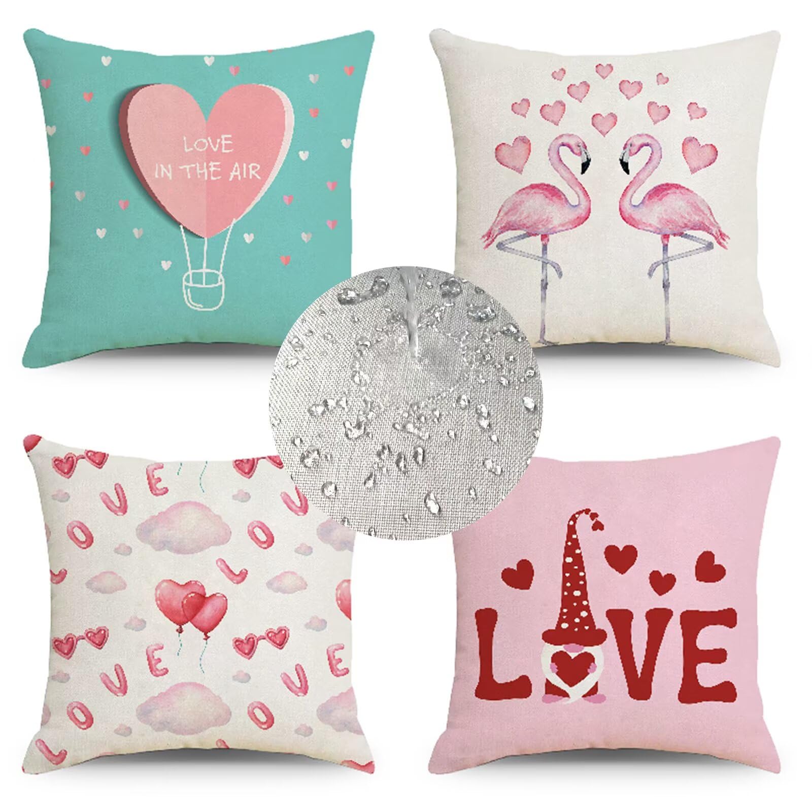 Housses de coussin en lin imperméables roses 35x35cm au design scandinave épuré PJ-8499