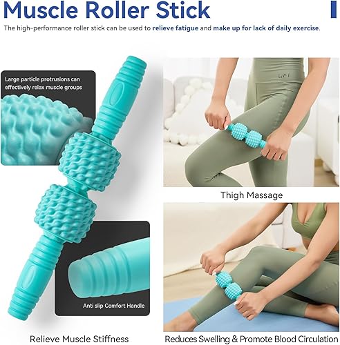 Miniatura 3 de Juego de rodillos de espuma 5 en 1, espuma de rodillo de espalda, rodillo de masaje, bola de masaje, banda de resistencia para terapia física y