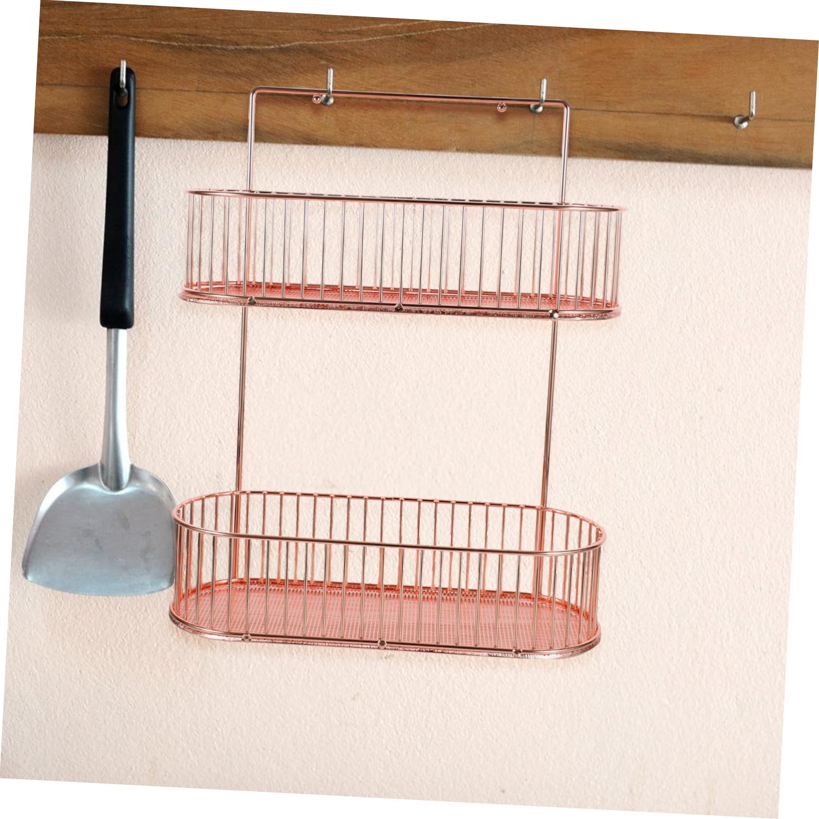 Luxshiny Mensola a Muro Doppio Strato in Ferro senza Foratura per Cucina e Bagno, Porta Spezie e Organizer Facile da Installare e Rimuovere, la Casa