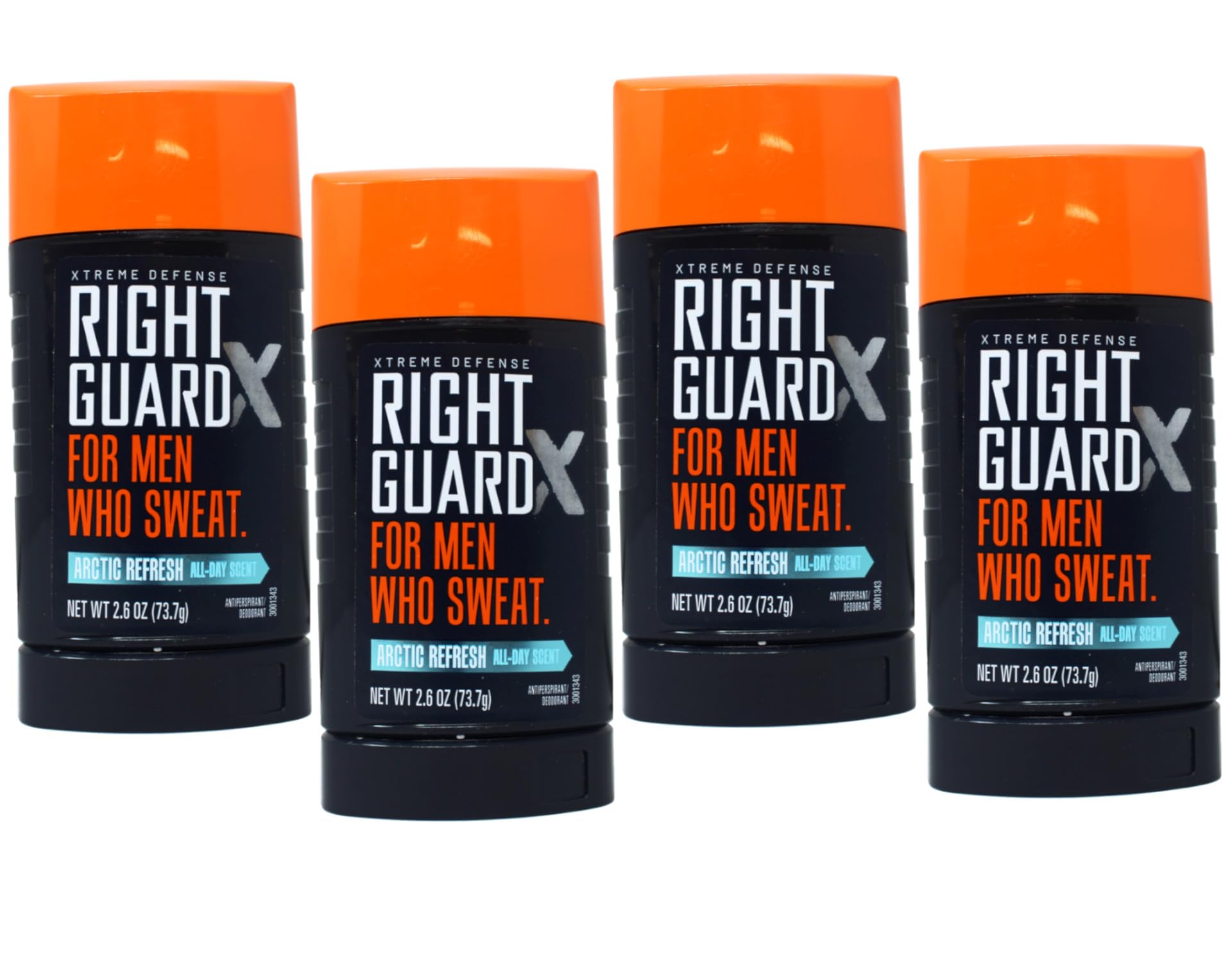 Right Guard Xtreme Defense Antiperspirant Deodorant Invisible Solid Stick, Arctic Refresh, 2.6 Ounce, 4 Count (Pack of 1)