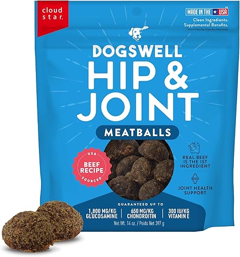 Miniatura 10 de DOGSWELL Hip & Joint - Golosinas para perros 100% carnosas, sin granos, glucosamina condroitina y Omega 3, tiras suaves de pollo, 12 onzas