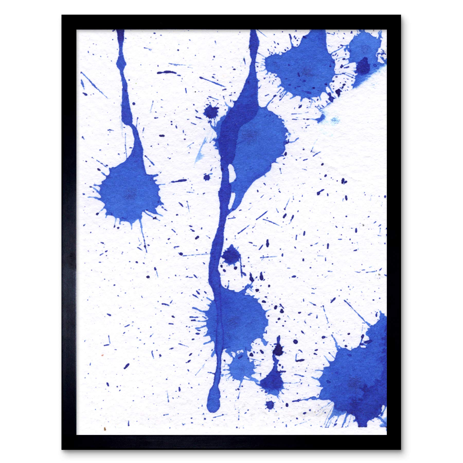 Artery8 Hendo Tanuki Abstract Blue Paint Splat Painting D Art Print Framed Poster Wall Decor 12x16 inch