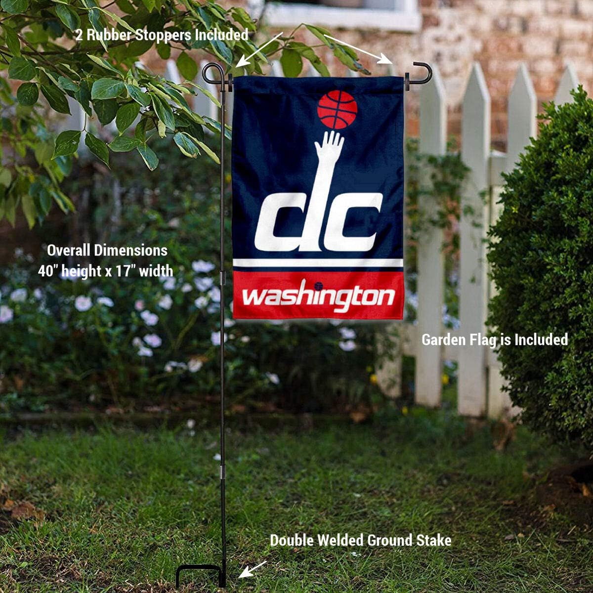 Washington Wizards Garden Flag with Stand Holder
