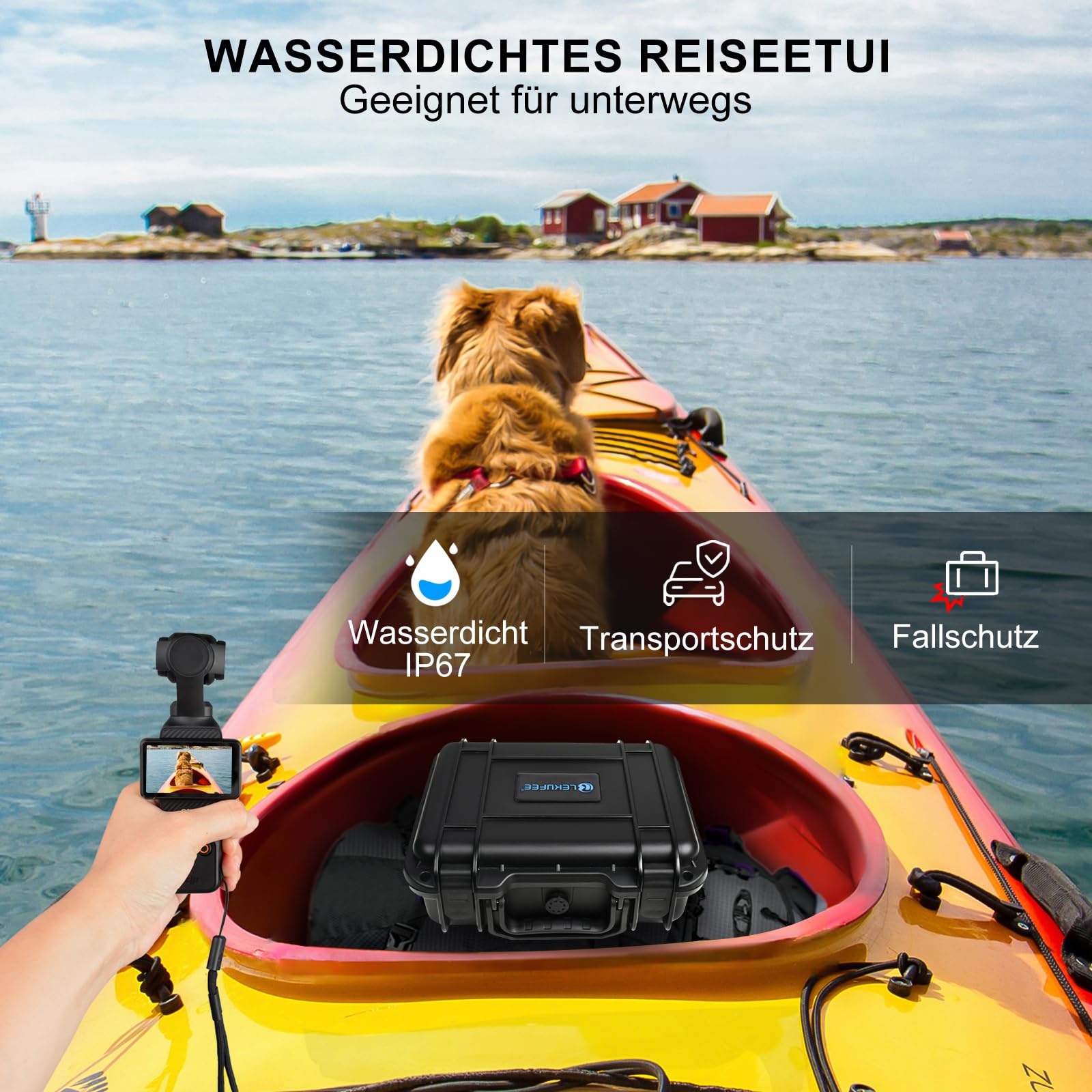 LEKUFEE wasserdichte Koffer für DJI Osmo Pocket 4, Osmo Pocket 3,DJI Mic 3/2/ Mini, Standard Combo, Kreativ Combo, Essential Combo und Zubehör (Nur Tasche)