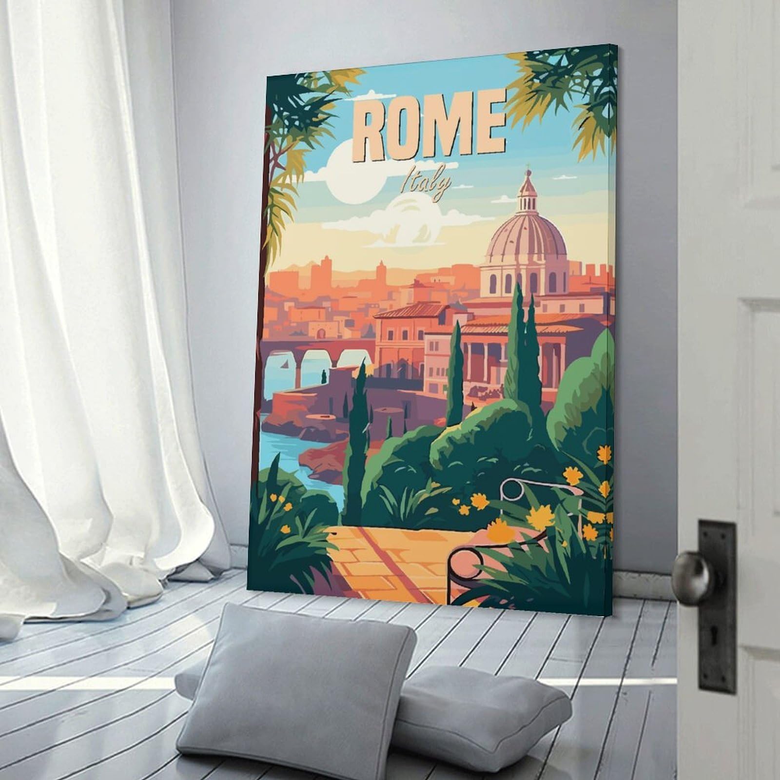 Junmoney Canvas Wall Decor Rome Italy(2), 08x12inch(20x30cm), for Gallery Wall Layouts in Home Or Office, Home Wall Art for Statement Displays
