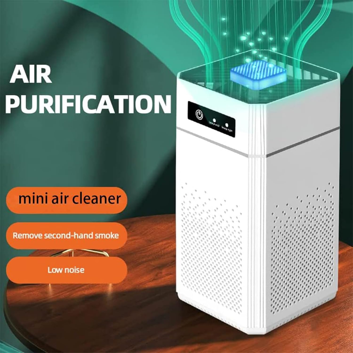 منقي هواء لغرفة النوم بفلتر هيبا وضوء ليلي، منقي هواء صغير بتص... - view 4