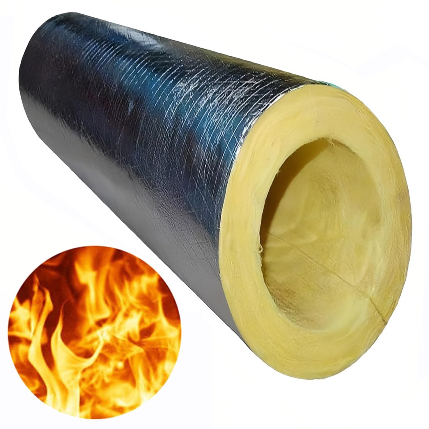 (Spessore 30mm/50mm) Guaina Isolante in Lana di Vetro Ignifugo - Isolante/Antigelo/Ignifugo/Impermeabile - Tubo Isolante Termico Camino, Coperture per Tubi Industriali(108mmX30mm)