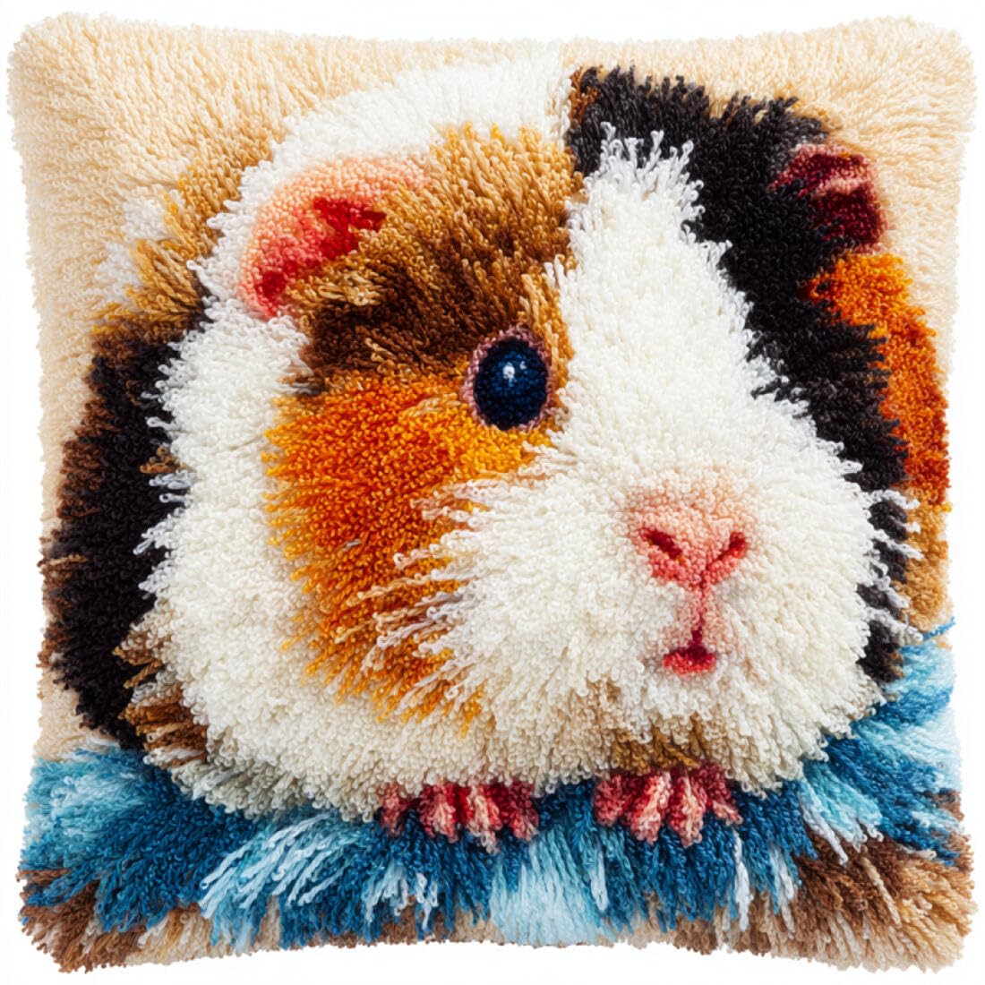 Kitquiver Animal Latch Hook Cushion Set Cartoon Guinea Pig DIY Latch Hook Kits Pattern Printed Throw Pillow Case Cushion Cover for Adults and Beginners 17x17In