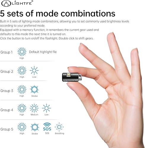 Miniatura 2 de LIGHTFE E2 Mini Llavero Linterna - Recargable USB Carga Magnética, Compacta y Brillante Luz LED de Bolsillo para Emergencias, Camping, EDC,