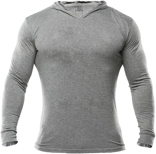 Muscle Alive Uomo Manica Lunga Felpa con Cappuccio Elastico Leggero Felpe Poliestere e Spandex - 2