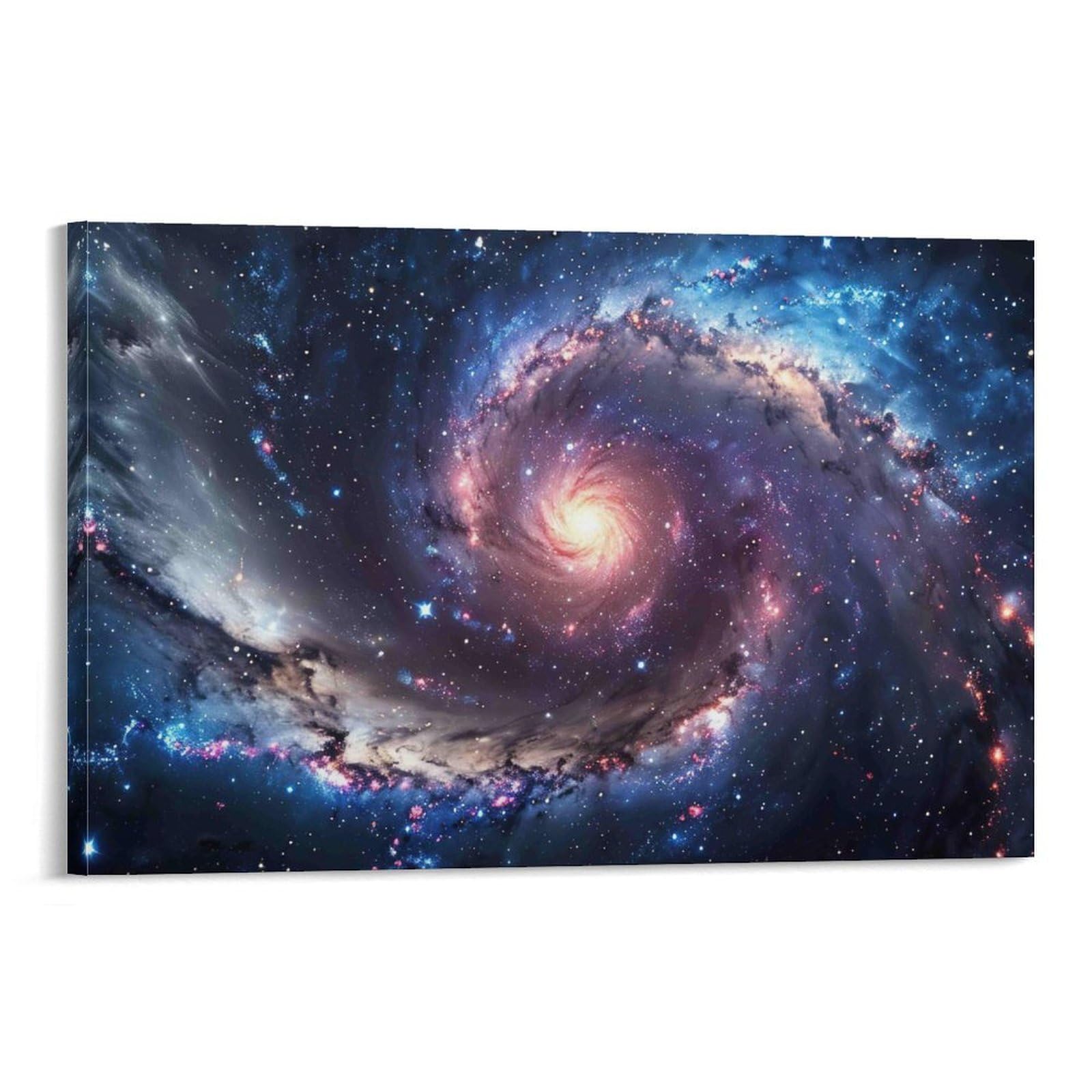 CPLVKWRQJ Spiral Galaxy Space Individual Swirling Purple Blue Spiral Galaxy in Cosmos Canvas Wall Decor - Nursery Wall Hanging Space Saving Removable Ready to Hang 16x24inch(40x60cm)