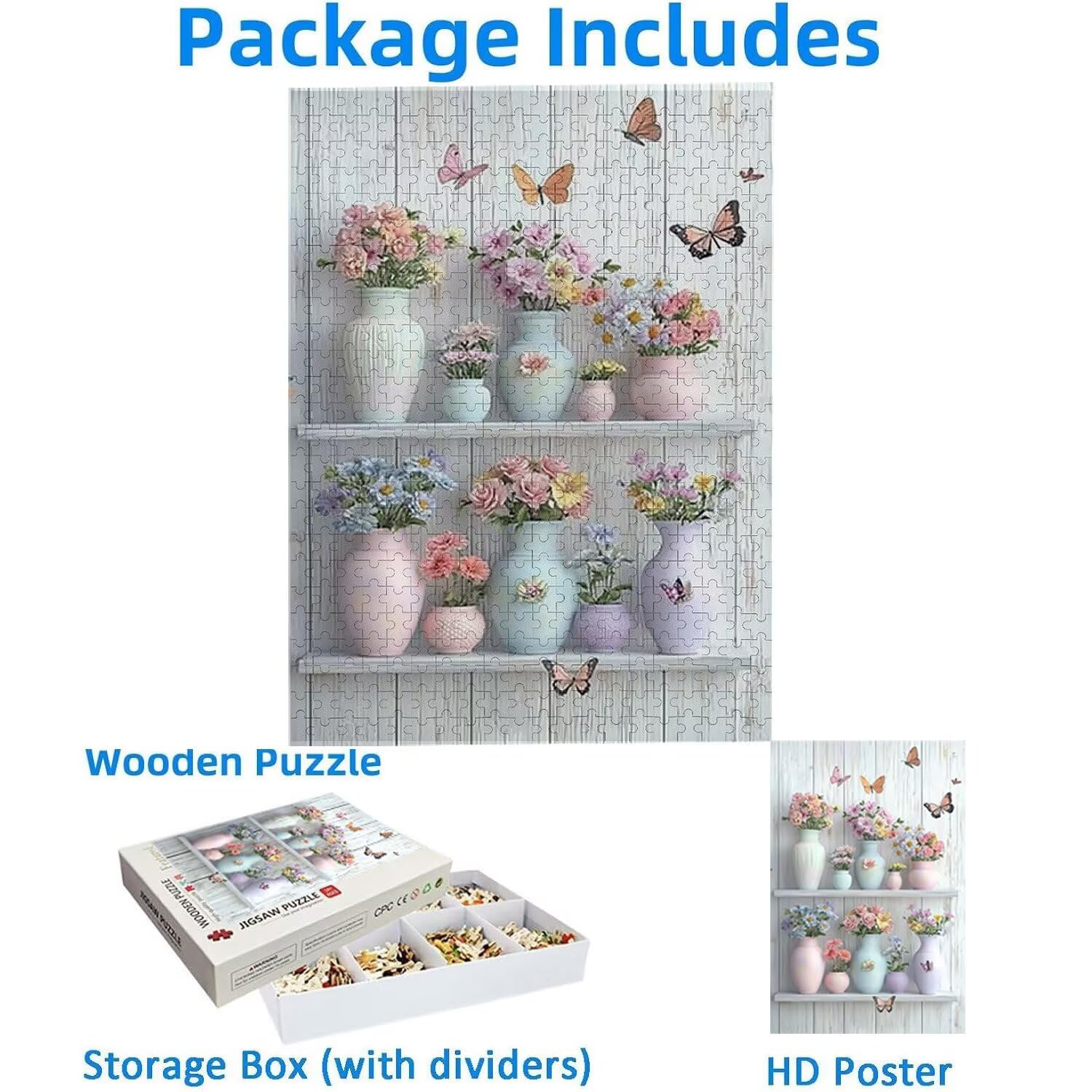Puzzle dla dorosłych, 1000 elementów, stojak na kwiaty, 1000 puzzli dla dorosłych, gra edukacyjna, 76 x 50 cm, odpowiednie do dekompresji i dekoracji ścian pokoju, prezenty j-428
