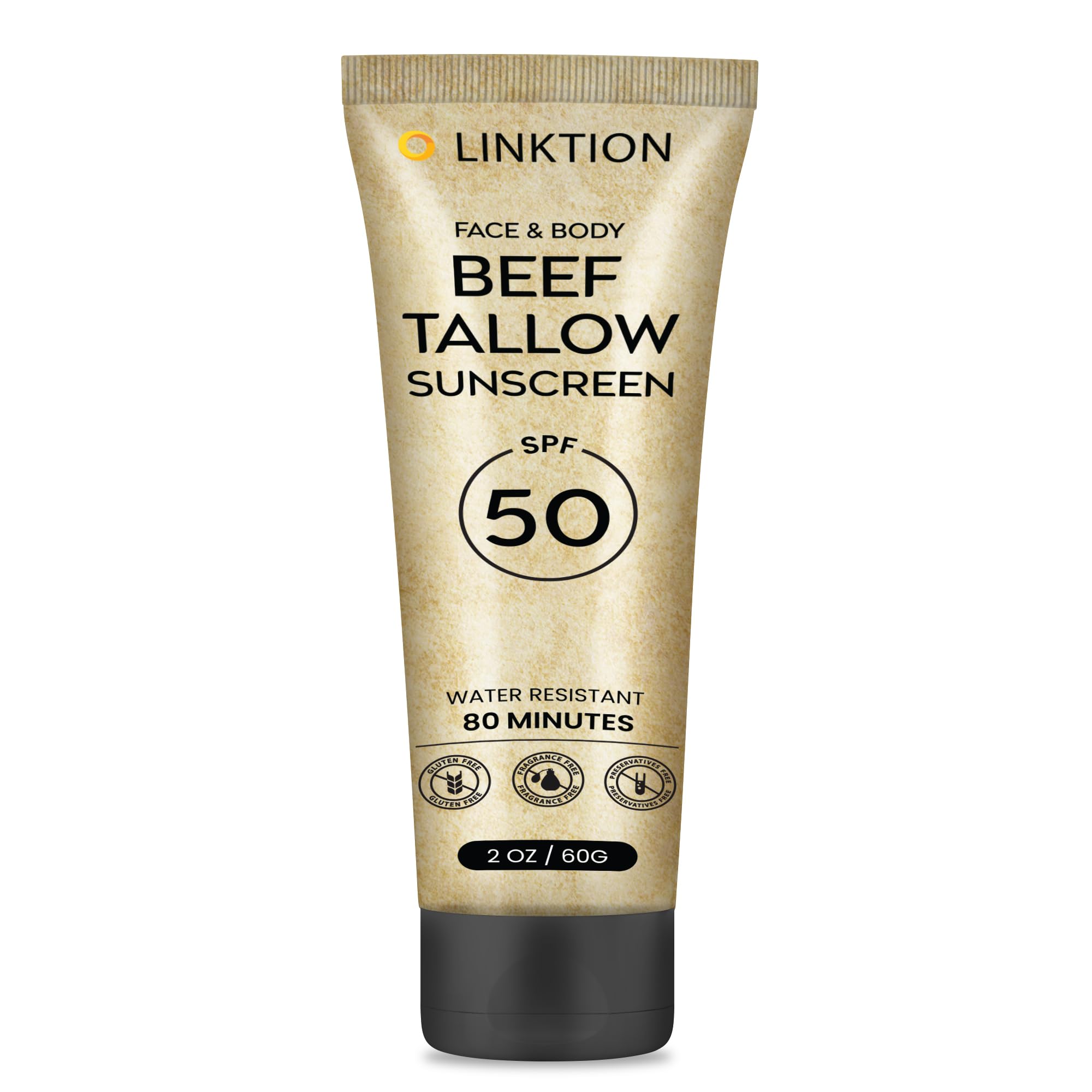 Beef Tallow Sunscreen for Face Body: SPF 50 Non Toxic Zinc Oxide Sunblock, Non-Greasy Fragrance-Free Formula All Skin Type...