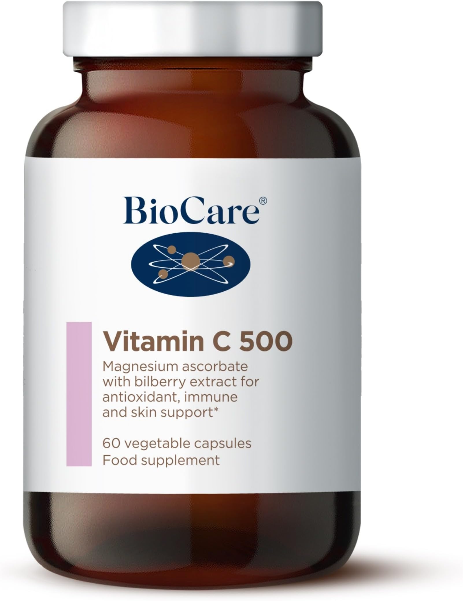 BioCare Vitamin C 500 - with Magnesium and Bilberry Extract - for Skincare, Energy Support and Normal Muscle Function - 60 Capsules