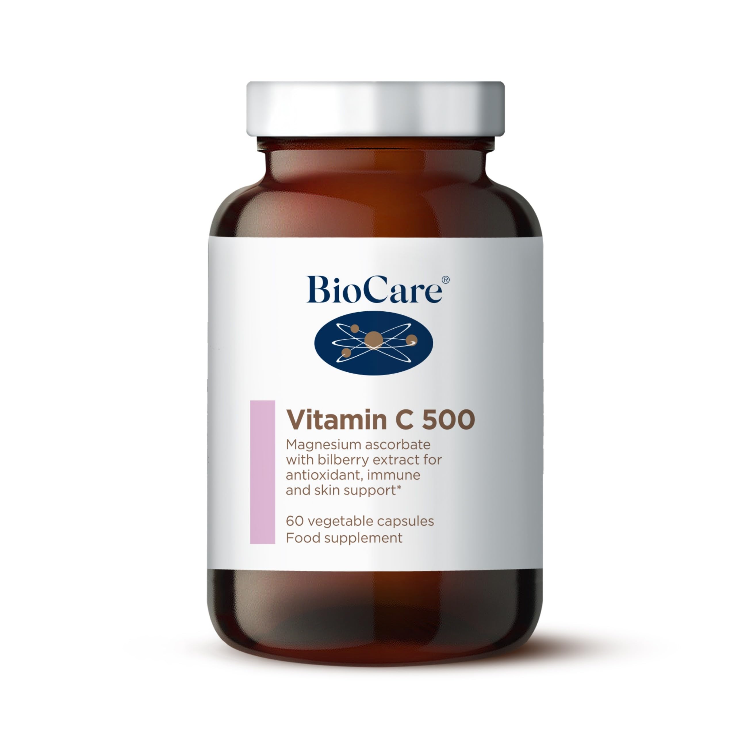 BioCare Vitamin C 500 - with Magnesium and Bilberry Extract - for Skincare, Energy Support and Normal Muscle Function - 60 Capsules
