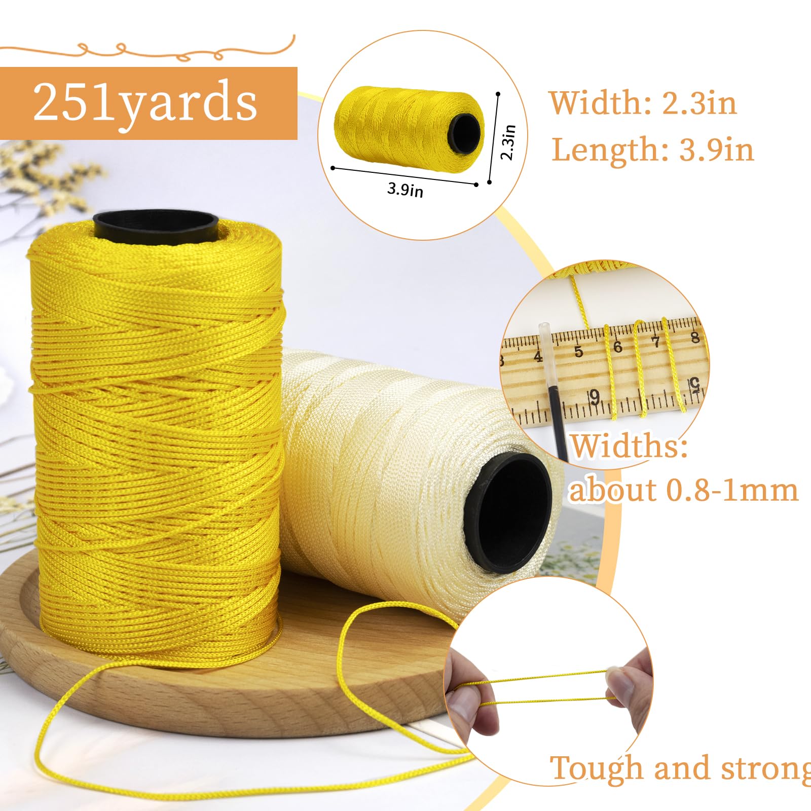 Fil Macramé Polyester 3mm X 100m Doré - Pour Crochet, Sacs, Décoration Murale, Loisirs Créatifs - 13