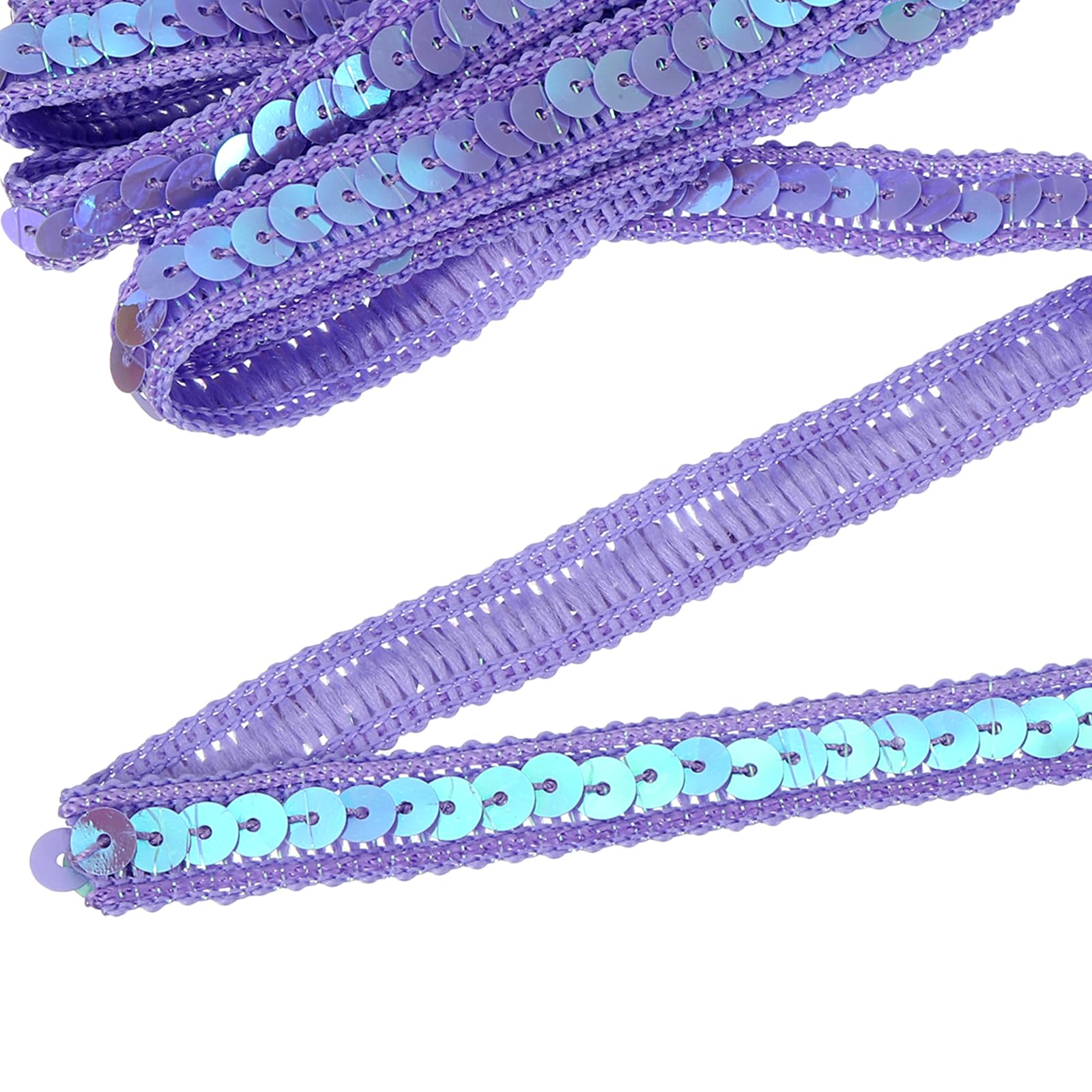 sourcing map 16 Yard Sequins Trim Ribbon 0.5 Inch Sequin Gimp Braid Trim Spangle Flat Sequins Paillette Fabric Flat Trims Strips for Crafts Sewing Clothes Home Party Decoration, Light Purple