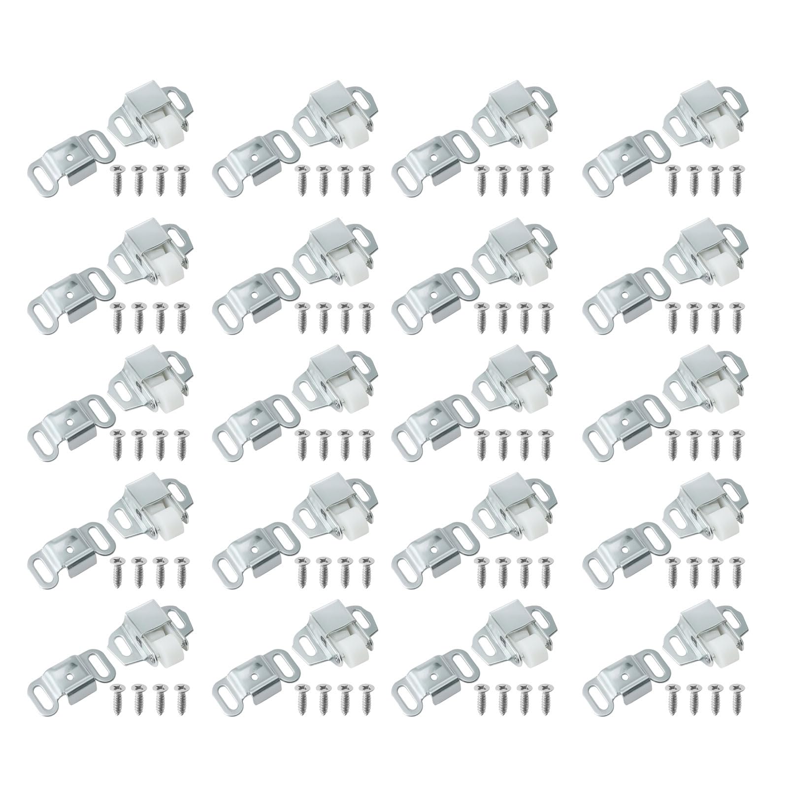 20Pcs Quiet Roller Latches Zincs Alloys Mailbox Replacement Roller Catches Latches for Mailbox Door Cabinet Closing Closures Cupboard Cabinet Door Catches with Screws