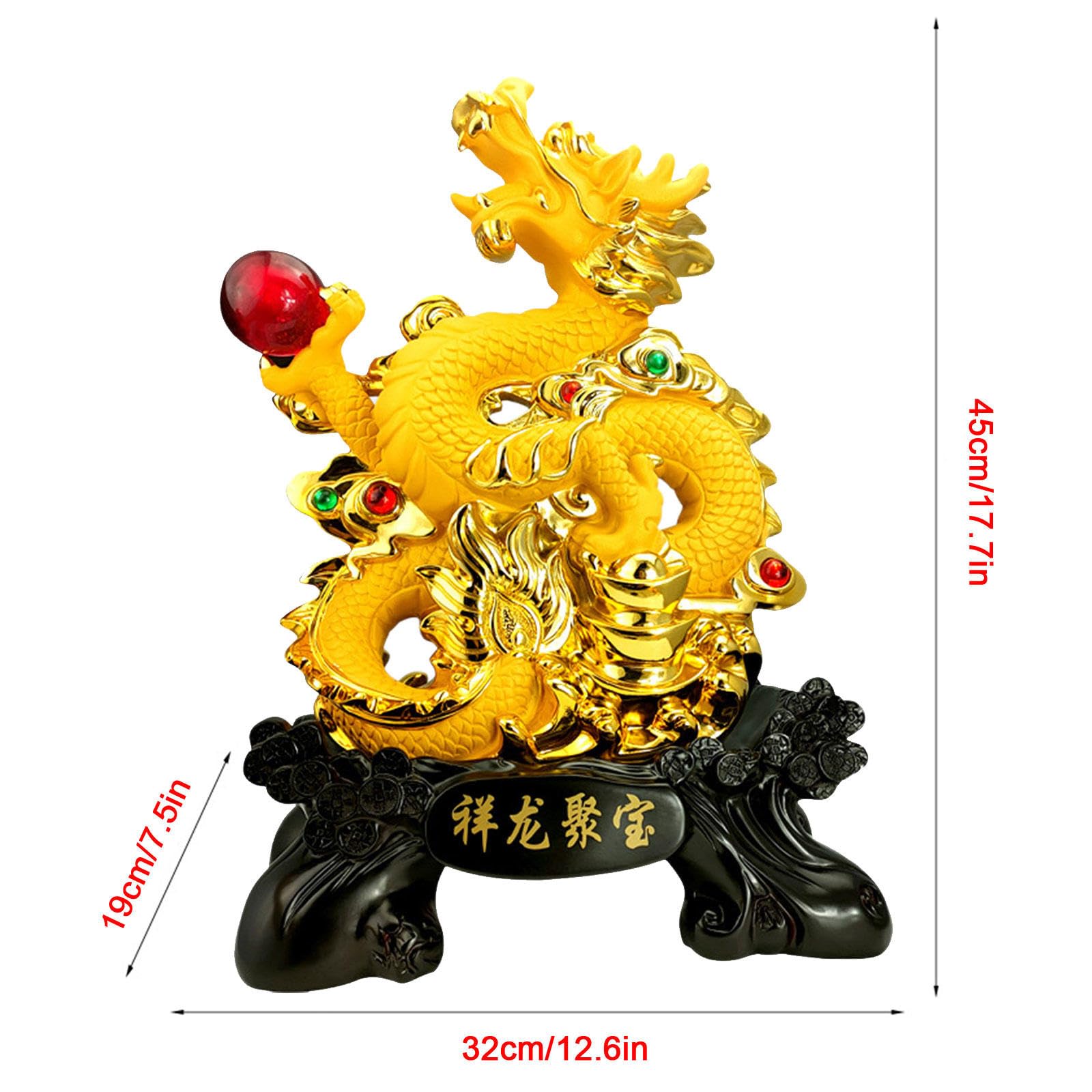Estatuas, Estatua de dragón 17,7" Alto, Figura del zodíaco Chino Feng Shui(B)