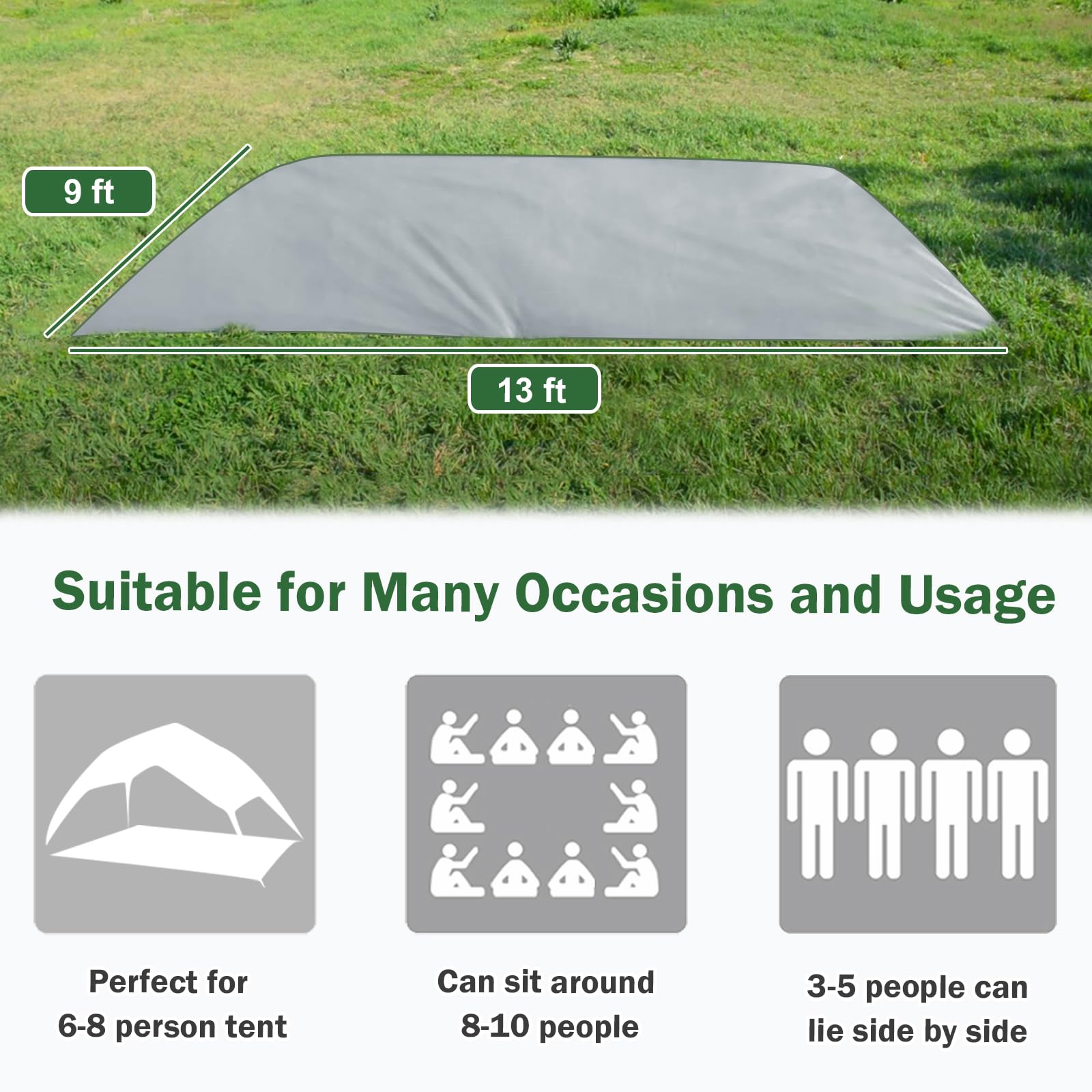 Tent Footprint + Pop Up Tent, PU 3000 Waterproof Tent Ground Cloth, Navy 6 Person Double Layer Tent for Camping Hiking Picnic : Sports & Outdoors
