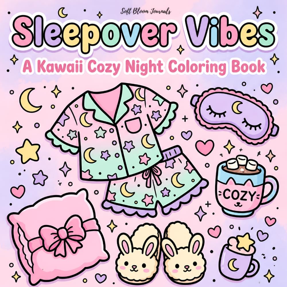 Sleepover Vibes: A Kawaii Cozy Night Coloring Book
