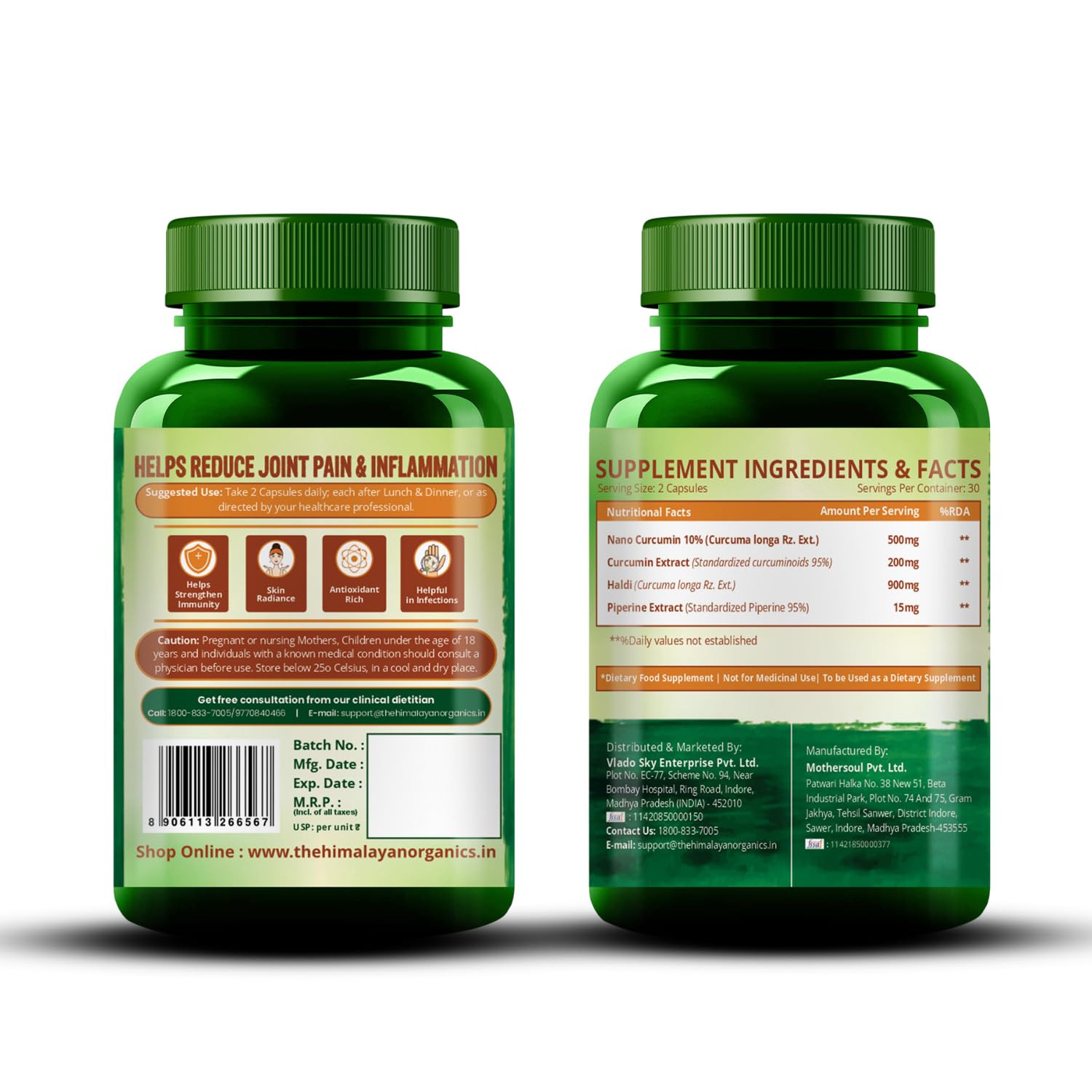 Vlado's Himalayan Organics Curcumin 1600mg+ | Extra-Pure Nano Curcumin Capsules with 95% Curcuminoids | Turmeric & Piperine | Joint Support Supplement for Men & Women - 60 Capsules — Amazon image 9