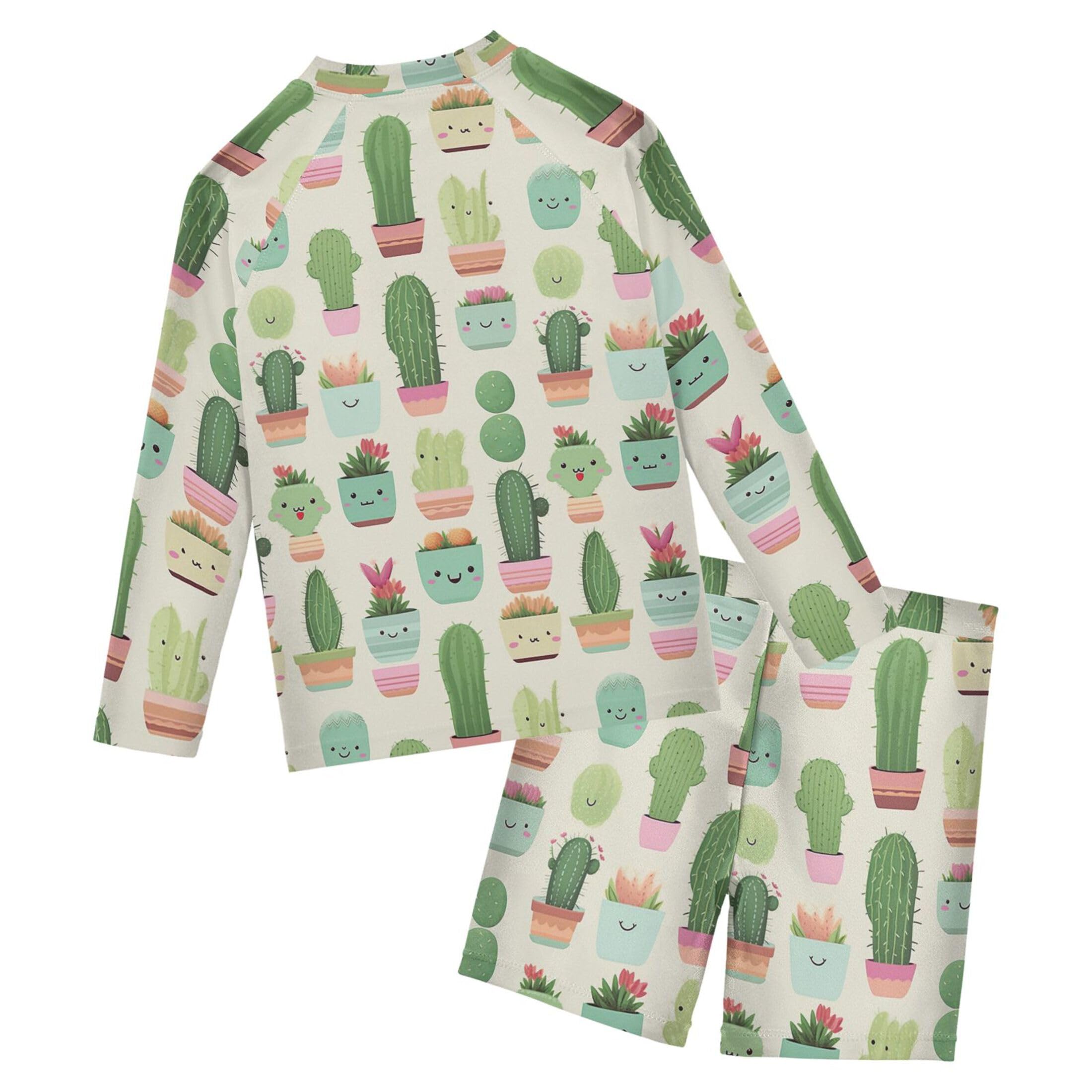 Cactus Cute Toddlers and Baby Boys' Swimsuit Trunk and Rashguard Set B0402397