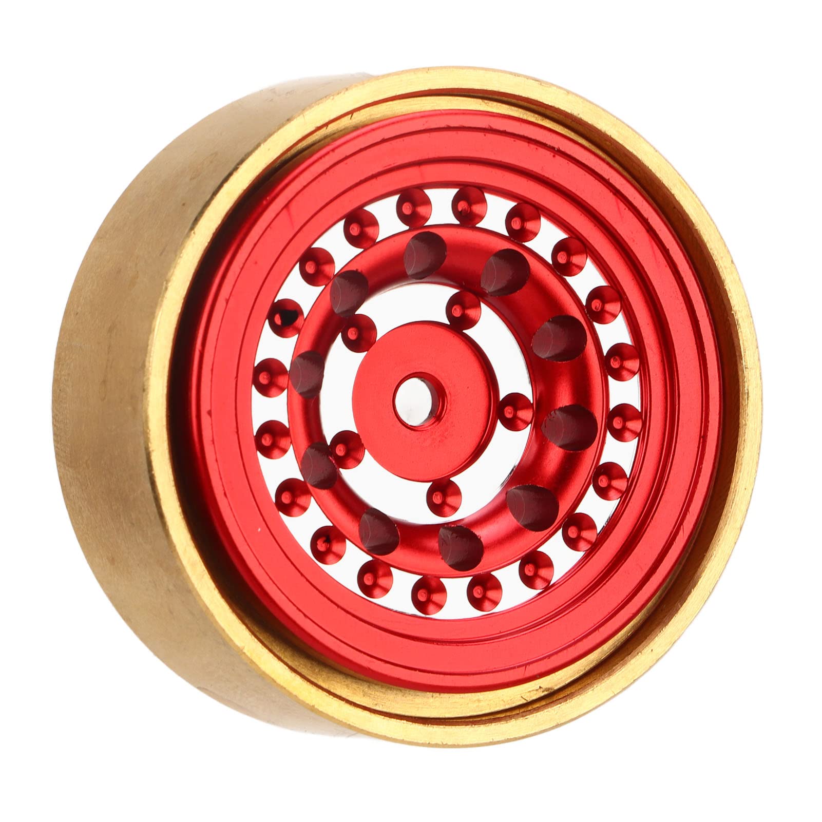 plplaaoo RC Beadlock Wheels Profesjonalny blok obciążnika koła ze stopu aluminium z mosiądzu do FMS FCX24 1/18 1/24 RC Car 4-częściowy zestaw z kluczem w zestawie (czerwony)