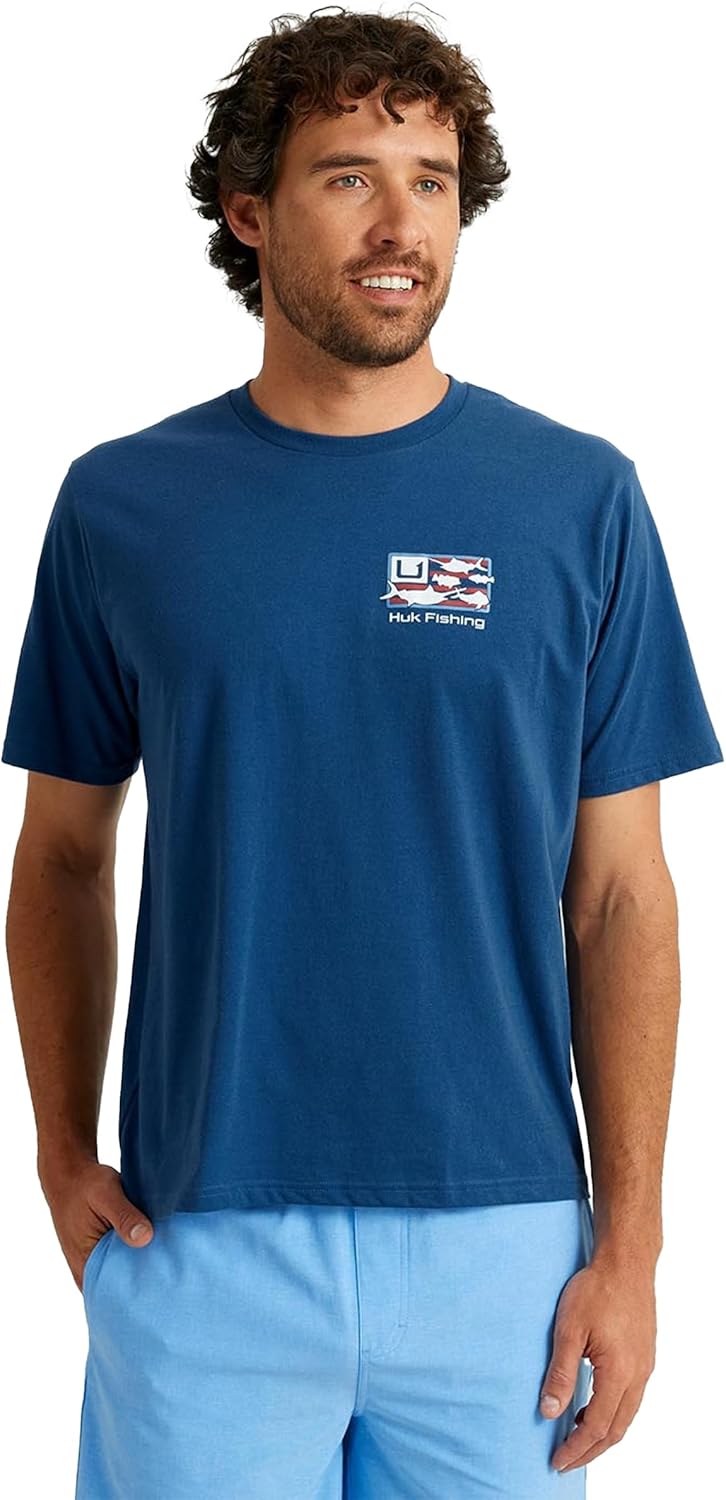HUK Mens Fishing Graphic Tee, Performance Short Sleeve, Quick-Dry