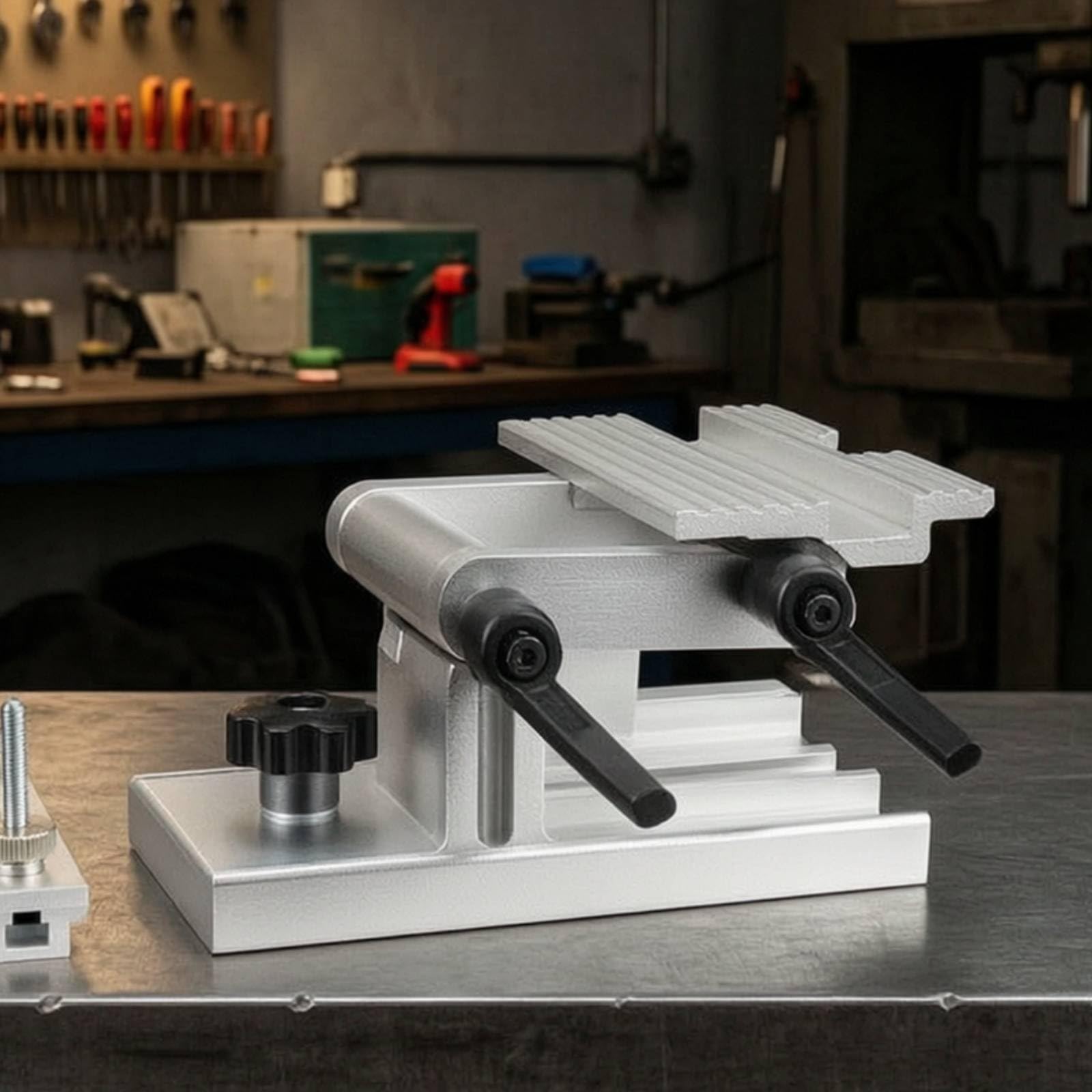 Qianly Dispositivo di Regolazione Dell'angolo’angolo Robusto Supporto Robusta Attrezzo per Arrotini, Garage, Argento
