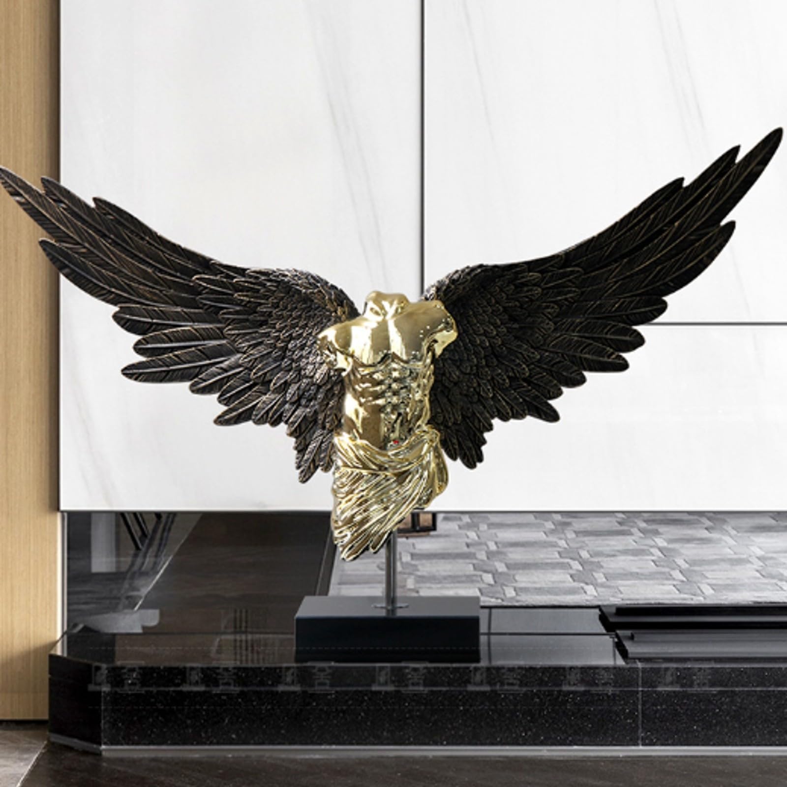 Statua con Base in Acrilico Geometrica | Moderno, Scultura di Torso Alato, Grande, Busto Astratto, per Ingresso, Bronzo