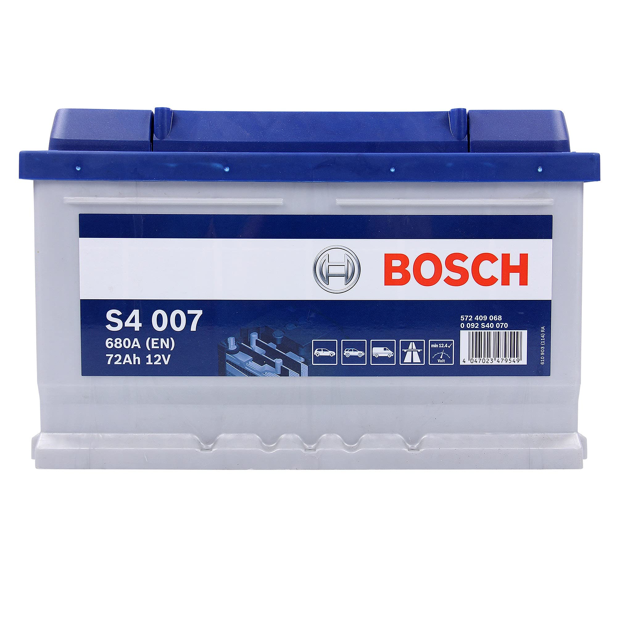 Bosch S4007 - Car Battery - 72A/H - 680A - Lead-Acid Technology - For Vehicles Without Start/Stop System